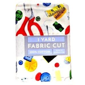 Sewing Supplies 1 Yard Fabric Precut 36 x 44-in Scissors Tape Measure Buttons